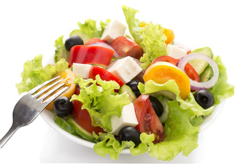 fresh vegetable salad isolated on white background