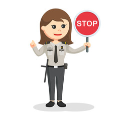 security officer woman with stop sign