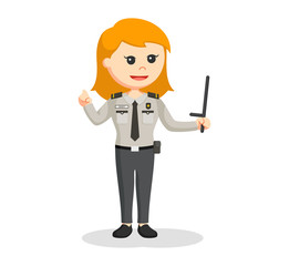 security officer woman with baton stick
