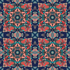 Cover. Oriental scarf. Lovely tablecloth. Carpet. Ethnic bandana print. Print for fabric. Ceramic tile. Kerchief square design pattern. Wallpaper.