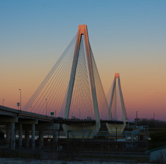 Fototapeta na wymiar Veteran's Memorial Bridge at Sunset