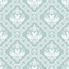 Fototapeta premium Oriental vector classic light blue and white pattern. Seamless abstract background with repeating elements. Orient background