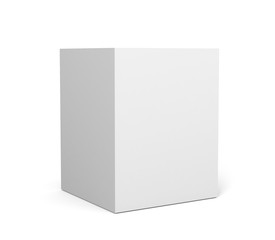 Close up of a white box template on white background.3D Illustration