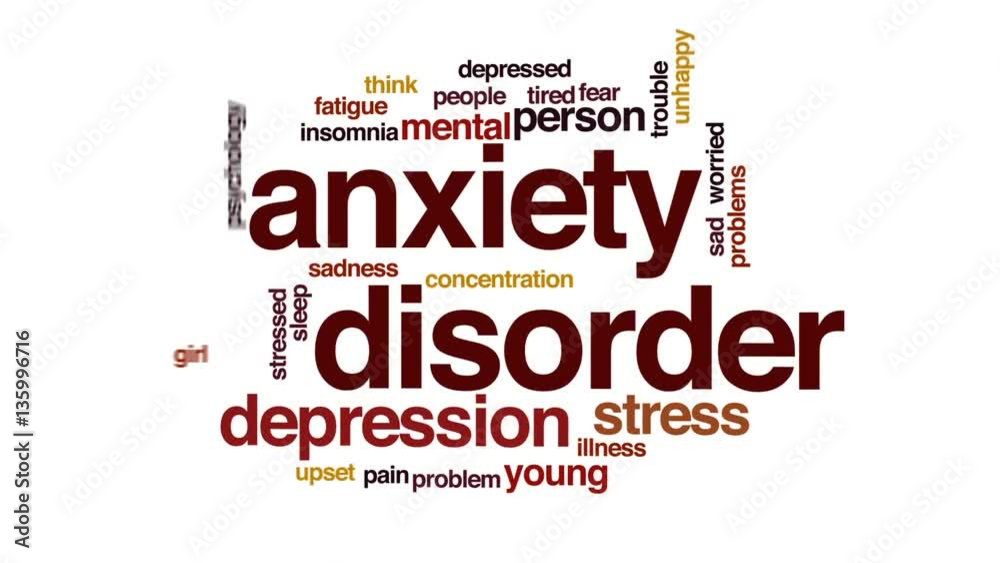 Sticker Anxiety disorder animated word cloud, text design animation.