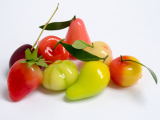 DELETABLE IMITATION FRUITS on white background