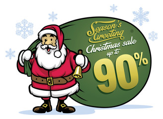 santa claus bring a bunch of sale items