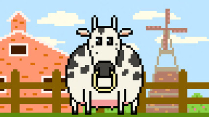 pixel art cow