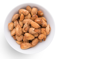 Almonds nut with shell isolated on white