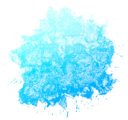 Abstract blue watercolor on white background.The color splashing on the paper.It is a hand drawn.