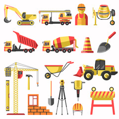 Building and construction vector icons set