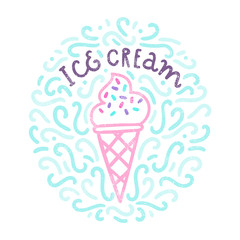 Ice cream doodles. Vector hand drawn illustration