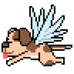 pixel art dog fly