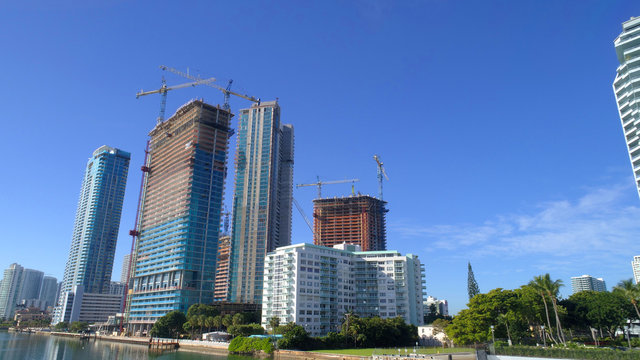 Stock photo of highrise construction sites at Edgewater Miami Florida