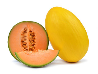 Cantaloupe melon isolated on a white background.