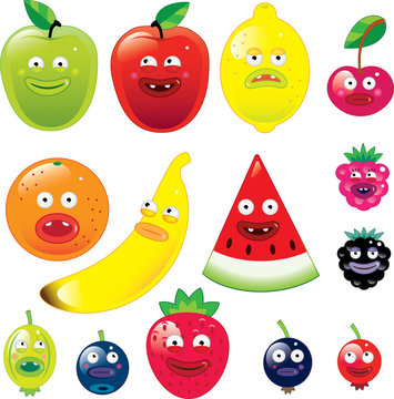 Fruits with funny faces