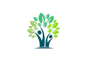 people, tree, health, ecology, nature, logo, leaves healthy life family tree symbol, wellness people tree icon vector design