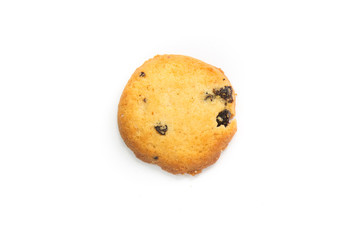 Chocolate chip cookie isolated on white background.