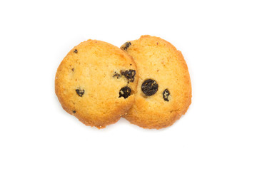 Chocolate chip cookie isolated on white background.