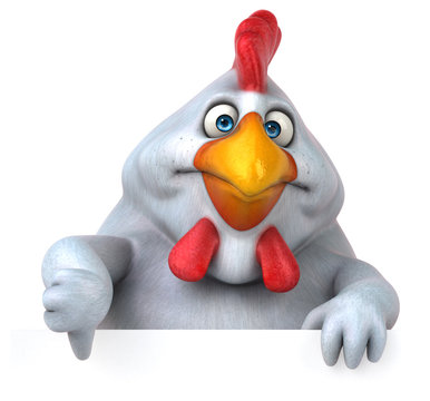 Fun chicken - 3D Illustration