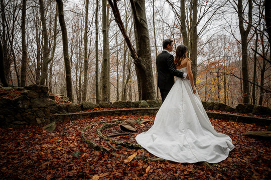 Bride and Groom in the Forest