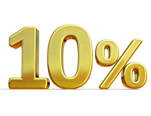 3d Gold 10 Ten Percent Discount Sign