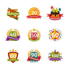 Happy birthday badges vector icons