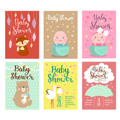 Baby shower invitation vector card.
