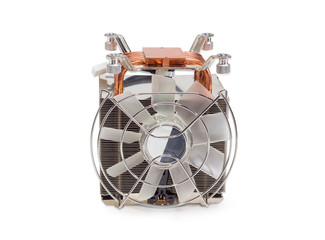 Active CPU cooler with fan and copper heat pipes