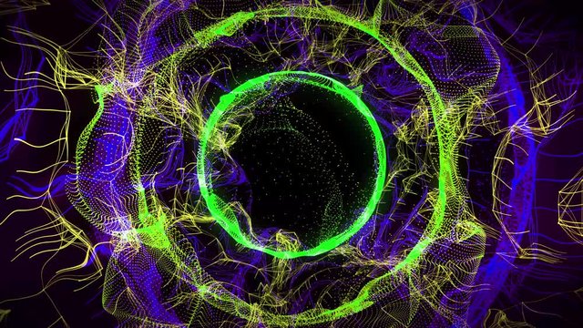 Seamless colorful abstract animation hole path in particle light element background texture pattern. Space wormhole tunnle path used for screen saver decoration or hypnotizing therapy in 4k ultra HD