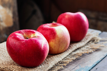 Fresh apple on wooden.