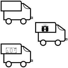 Black lorry three  item - icons set.