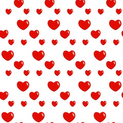  бесшовный узор красные  сердечки к Дню Святого Валентина на белом фоне 
