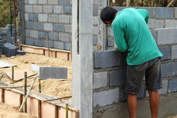 The construction of cement blocks