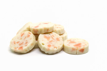 Vietnamese Pork Sausage sliced isolated on white background