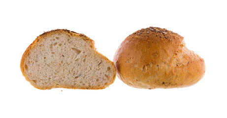 sesame bread on white background