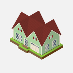 Isometric 3d private house icon. Real estate vector illustration