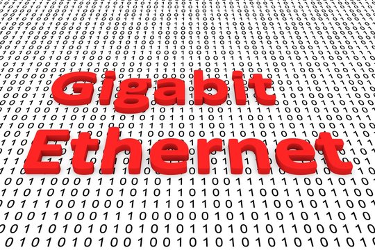 gigabit ethernet as a binary code 3D illustration