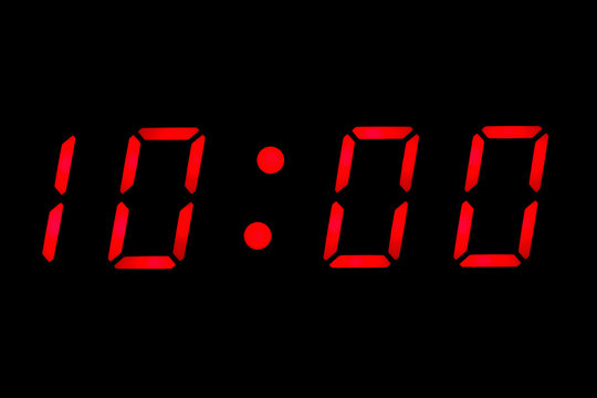 Digital clock display showing ten o'clock