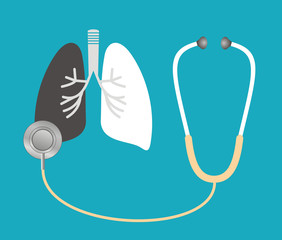 a stethoscope listens to the lungs