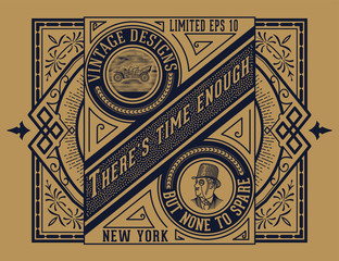 Old label with floral details. Elements by layers.