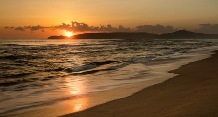 A colourful sunrise over the south China sea off the coast of Vietnam.