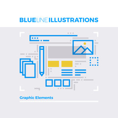 Graphic Elements Blue Line Illustration.