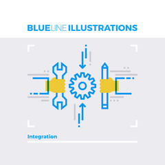 Integration Blue Line Illustration.