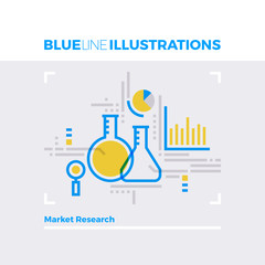 Market Research Blue Line Illustration.