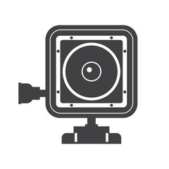 Action camera vector icon. Extreme camera illustration in outline design. Motion cam silhouette isolated on white background.