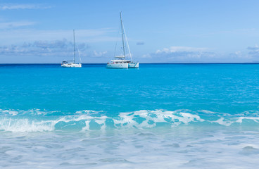 Fototapeta premium White catamaran in the Blue Lagoon