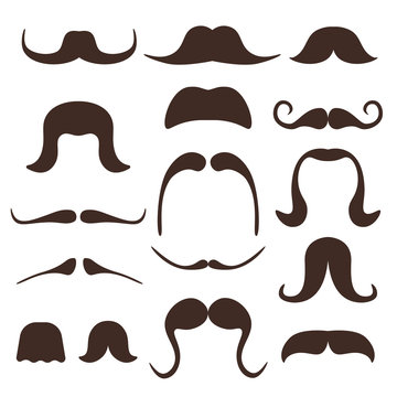 Funny Cartoon Mustaches Vector Comic Set