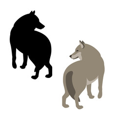 wolf vector illustration style Flat silhouette black