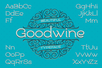 Classic decorative font with beautiful swirls ornament around the text