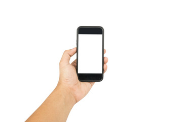 Phone on hand di - cut on white background , Clipping - path .